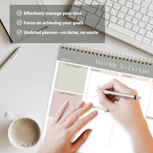 Weekly To Do List Notepad, Undated Planner with 52 Sheets (8.5''x11''), Desk Weekly Planner for Women & Man, Home School & Work 7