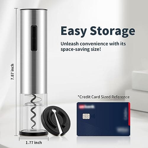 Electric Wine Opener, Wine Opener Electric Rechargeable, USB-C Charging Electric Wine Bottle Opener, Electric Corkscrew Wine Opener, Foil Cutter, Stainless Steel, LED Light, for Home, Parties 6
