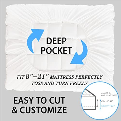 CYMULA Queen Mattress Topper for Back Pain - Extra Thick Cooling Mattress Pad Cover for Queen Size Bed - Soft Mattress Protector Pillow Top with 8-21 Inch Deep Pocket 3D Snow Down Alternative Fill 6