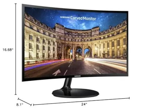 SAMSUNG 24 Inch Curved Computer Monitor, LC24F390FHNXZA LED Screen 60Hz Full HD 1080P Gaming Slim Design for Home and Office use, Black Mouse Pad Included 10