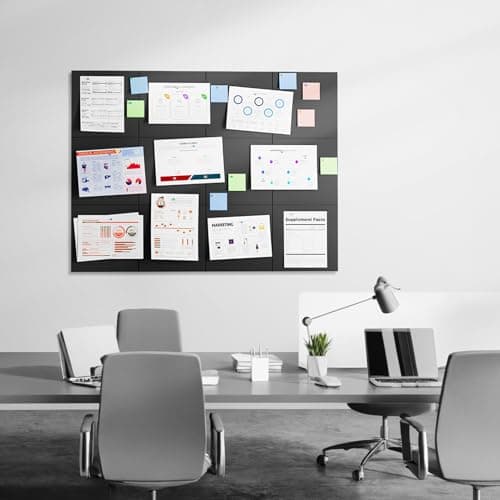 MaxGear Large Felt Bulletin Board 36" x 24", Cork Board Alternative, 6 Pack Black Felt Wall Tiles with Push Pins, Cork Boards for Walls Pin Board for Office & HomePanels 8