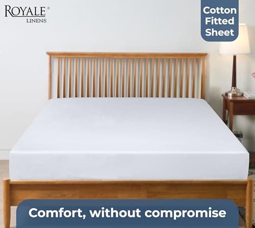 Royale Linens 100% Organic Cotton Fitted Sheet - Percale Weave - Super Soft Deep Pocket Bottom Sheets - White Elastic Sheet Queen Size - Queen Fitted Sheets Only - (60"x80"+15", White) 7