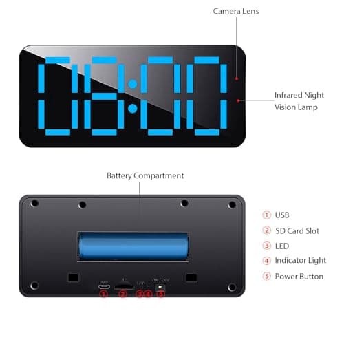 DAIFAC Camera Clock 1080P HD Wireless Cameras Camera for Indoor Security WiFi Nanny Cam with Motion Detection 7