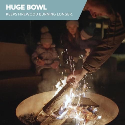 DENKOE 32 Inch Round Fire Pit Table with Fire Pit Grill, Extra Thick, Heavy Duty Fire Bowl, Deep Outdoor Firepit, Wood Burning Firepits for Outside Patio, Backyard Fire Pits, Large BBQ Pit 5