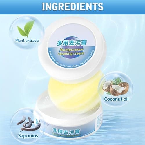 cinwauvo Multi-Functional Cleaning Cream with Sponge, White, Plastic Handle, Soft, 1 Count, 1x0.5x1 inches, For Shoes, Furniture, Car Interiors, Floor Tiles, Leather Bags, Plastic or Rubber Toys 5