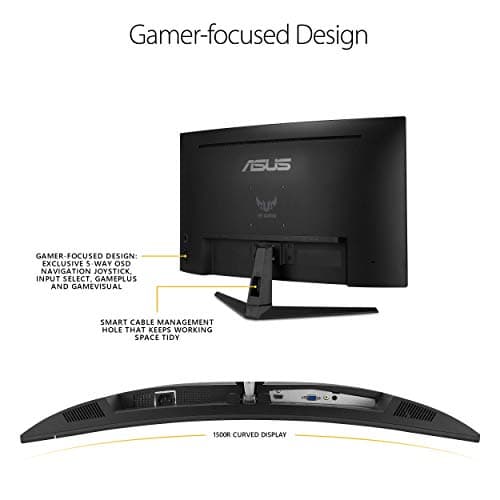 ASUS TUF Gaming VG328H1B 32” Curved Monitor, 1080P Full HD, 165Hz (Supports 144Hz), Extreme Low Motion Blur, Adaptive-sync, FreeSync Premium, 1ms, Eye Care, HDMI D-Sub (Renewed) 5