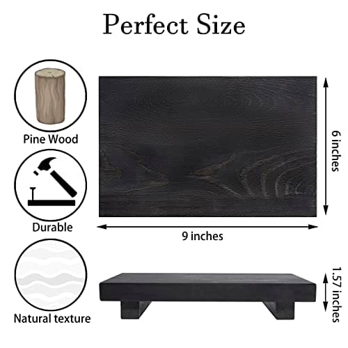 Bathroom Counter Organizer Wood Pedestal Stand Farmhouse Decorative Tray Soap Holder for Kitchen Decor, 9" x 6" - Black 7