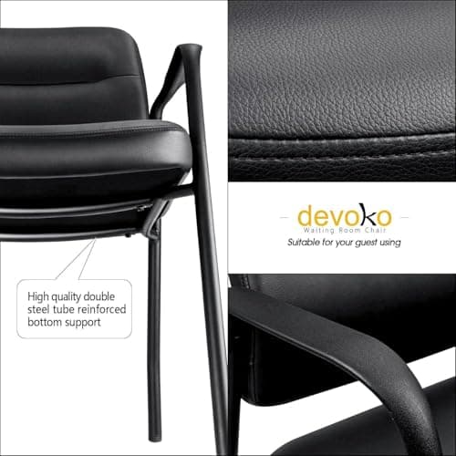 Devoko Waiting Room Office Reception Chairs Executive Leather Guest Chairs with Armrest Ergonomic Upholstered Lumbar Support Side Chairs (2 Pack) 6