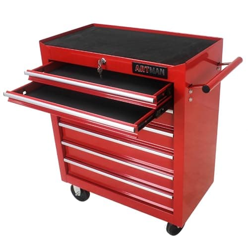SPOFLYINN Rolling Tool Cart On Wheels Tool Chest Storage Cabinet with 7 Drawers 4 Wheels Lockable for Home Repair Garage Warehouse 7
