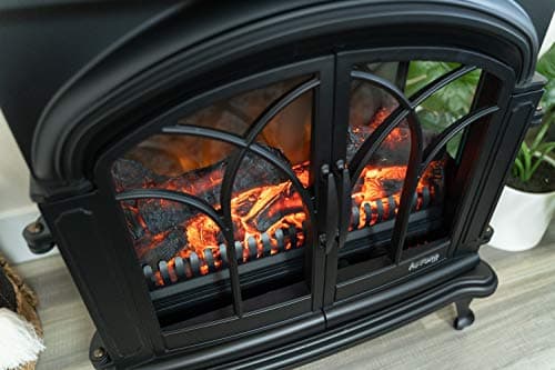 e-Flame USA 28" XL Denali Portable Freestanding Electric Fireplace Stove - 3-D Log and Fire Effect (Black) 8