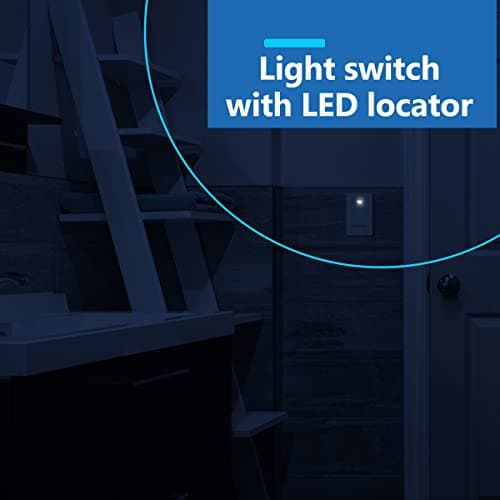 LIDER Minimalist Design Matte Finish Lighted Decorator Switch with Screwless Wall Plate, Frameless Paddle Light Switch with Locator Light, 3-Way, Grounding Screw, 15A 125V, UL Listed, White 5