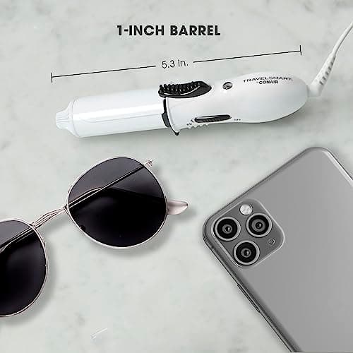 Conair Travel Curling Iron, Mini 1- Inch Ceramic Curling Iron in White by Travel Smart 6