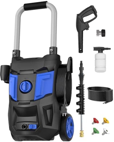 Electric Pressure Washer - 5000PSI Max 3.0GPM with 20FT Hose, 35FT Power Cord High Power Washers Electric Powered 4 Nozzles for Cleaning Patios, Cars, Gardens, Driveways and Outdoor Surfaces