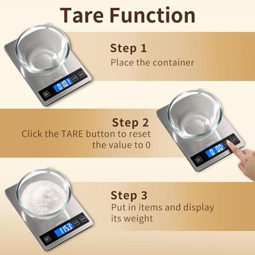 BakFee Food Scale, 33lb Digital Kitchen Scale with Stainless Steel & Tempered Glass, USB Rechargeable, 1g / 0.05oz Precise Graduation, Waterproof and Sturdy Surface, for Cooking, Baking, Weight Loss 9