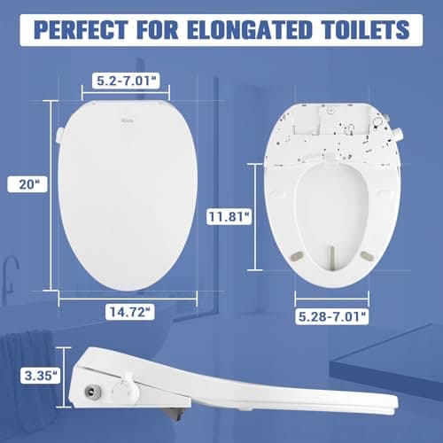 Rivix Electric Bidet Toilet Seat Elongated Slow Close Heated Toilet Seat with Bidet Warm Water Smart Self Dual Cleaning Nozzle Night Light E300 5