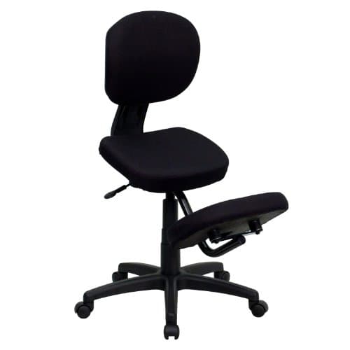BizChair Mobile Ergonomic Kneeling Posture Task Office Chair in Black Fabric