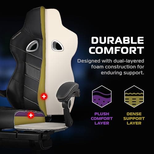 Respawn 110 Pro Ergonomic Gaming Chair with Footrest for Adults - Comfortable Office Gaming Recliner with Lumbar Support and Headrest, Racing Style Video Game Chairs for Computer Gamer - Gray Fabric 5