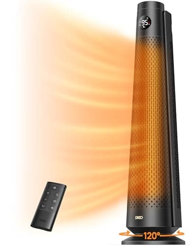 DREO Space Heater Large Room, 30" Electric Heaters with Remote, 120° Oscillation, Adjustable Thermostat, 5 Heat & 3 Fan levels, 8 Safety Protections, 25dB Quiet, 1-12H Timer, Heater for Office, Black