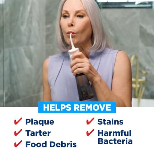 Ontel Miracle Smile Water Flosser for Teeth & Gum Health, Unique H-Shaped Flossing Head & 4 Water Jets, Cordless Water Flosser Features 360° Cleaning & 3 Pressure Modes, USB Rechargeable Dental Floss 6