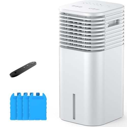 FLOWBREEZE 24" Windowless Portable Air Conditioner, 15H Timer&120°Oscillation, 3-IN-1 Portable AC Unit w/Remote, 2Gal Tank, 3 Modes & 3 Speeds, Ultra-Quiet Ventless Swamp Cooler for HomeOffice, Ivory