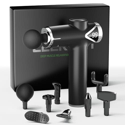 LEERCON Massage Gun Deep Tissue, Percussion Massage Gun for Pain Relief Muscle Back Massager Gun for Athletes with 8 Attachments & 6 Speeds, Gift for Men Women, Black
