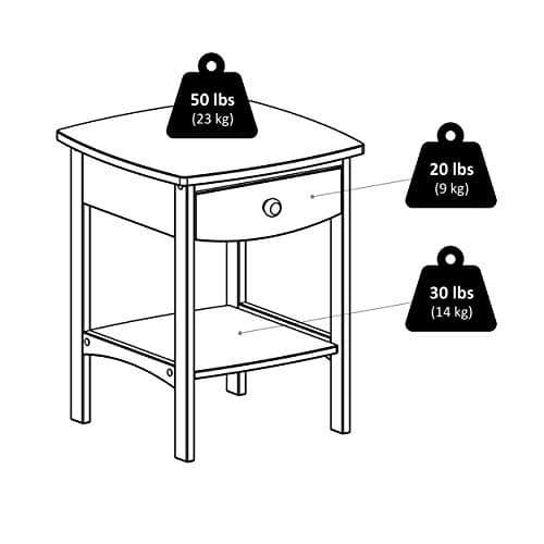 Winsome 22 x 18 x 18-Inch Wood Curved End Table/Night Stand with One Drawer, Brown (94918) 11