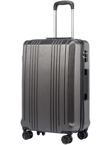Coolife Luggage PC+ABS Hardshell Suitcase with TSA Lock, Spinner Carry On Lightweight (grey, S(20in_carry on))