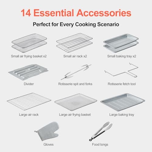 HotKing Dual-Zone Air Fryer Toaster Oven Combo, 28 QT Extra Large, Non Toxic Stainless Steel Convection Oven with French Door, Countertop Airfryer with Window, Racks, Rotisserie, Dehydrator, ETL Rated 6