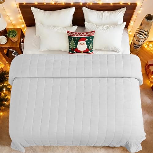 King Size Weighted Blanket for Adults (20 lbs, 80” x 87”, White) Cooling Heavy Blanket for Sleeping Perfect for 190-210 lbs, Breathable Blanket for Adults & Couple All Season, Machine Washable 8