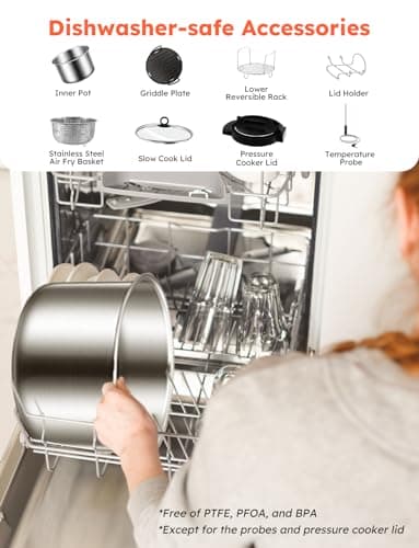 Nuwave Duet Electric Pressure Cooker & Air Fryer Combo, 450 IN 1 Slow Cooker & Grill with Integrated Digital Temp Probe, 6qt SS Pot, Adjustable High/Low Pressure, Built-in Sure-Lock Safety Tech 9