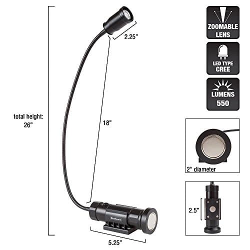 Stalwart CREE LED Work Light - 550 Lumen Magnetic Light Lamp with Flexible Gooseneck - Portable LED Lamp for Sewing, Crafting, or Workbench (Black) 2