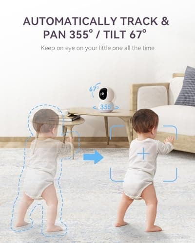 Comfyer Hybrid Video No WiFi & Smart WiFi Baby Monitor - 5" 1080P Split Screen & 2K Camera App Control, Motion Alerts, Sound Detection, HD Night Vision, 5050mAh Battery,Triple Security, 1600ft Range 5