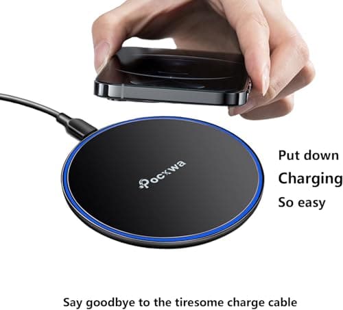Pocxwa Wireless Charger, 15W Fast Wireless Charging Pad Compatible with Samsung Galaxy S25 Ultra S24 Plus S23 S22 S21 S20 S10 S9 S8, iPhone 16 15 14 13 12 11 XR X, Google Pixel 9 8 7, LG G7 G8 ThinQ 6