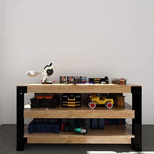 FLEXIMOUNTS Universal Steel Work Bench Leg Kit, Garage Storage Shelving Frame Workbench Customizable in Sizes and Colors, Maximum 96" Length, 48" Width, 35.4" Height, Black,Lumber Not Included 8