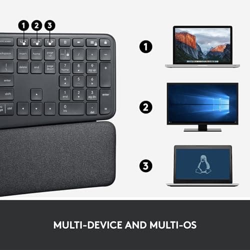 Logitech Ergo K860 Wireless Ergonomic Keyboard - Split Keyboard, Wrist Rest, Natural Typing, Stain-Resistant Fabric, Bluetooth and USB Connectivity, Compatible with Windows/Mac, Black 9