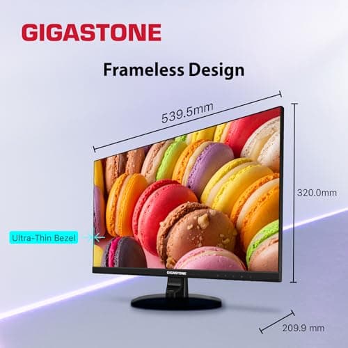 Gigastone 24 inch IPS LED Back Light Monitor 2-Pack 75Hz FHD 1920 x 1080, 178° Wide View Frameless, Dual Monitor, 5ms, Built-in Speakers, Eye Care Technology, Ergonomic Tilt VESA Mount, HDMI VGA 8