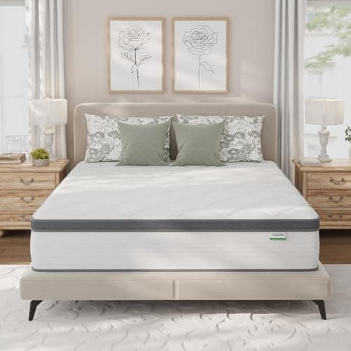 Novilla Queen Size Mattress, 10 Inch Queen Mattress in a Box, Pocket Innerspring Mattresses for Motion Isolation, Pressure Relief,Soft Feel but Supportive