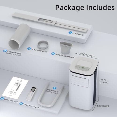 Portable Air Conditioner 12000 BTU - 2025 Upgraded, Cools 550 Sq.Ft, 3-IN-1 Free Standing Cooling AC Unit with Fan & Dehumidifier, Sleep Mode, 24H Timer, Auto Swing, Window Kit Included 8