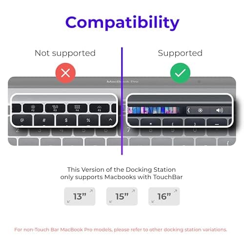 Dock for 13" 15" 16" MacBook Pro - Docking Station - Connect w/Two Thunderbolt 4 USB-C Ports - Mac Docking Station Hub for MacBook Pro 13, 15, 16 (2016-2020, 13" M1 & M2 2022) with Touch Bar 5