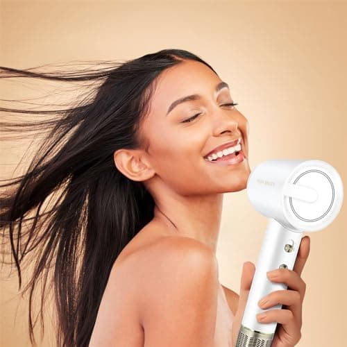 ZQIAN BEAUTY Hair Dryer, 200 Million Negative Ionic Hair Dryer, High-Speed Blow Dryer with 110,000 RPM Brushless Motor, Fast Drying Low Noise Hairdryer with Magnetic Concentrator Nozzle (White) 8