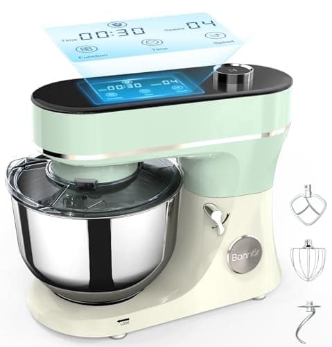 Bonnor Stand Mixer, 6QT Electric Kitchen Mixer for Baking Cakes & Dough, LED Smart Touchscreen, 11-Speed Tilt-Head & Timer, 4 Presets, Mixer with Bowl, Dough Hook/Whisk/Beater, Green