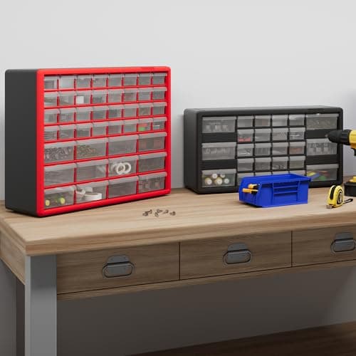 Akro-Mils 26-Drawer Plastic Drawer Storage Cabinet for Garage Organization, Bead Organizer, Building Bricks Storage, Teacher Toolbox, Makeup Organizer, 20" W x 6" D x 10" H, 10126 Black 12