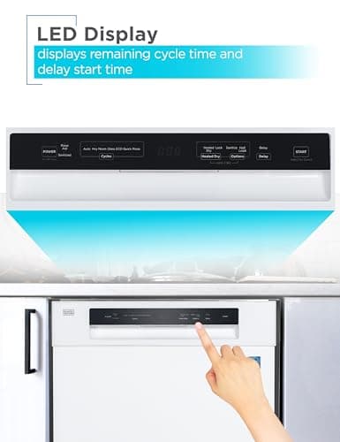 BLACK+DECKER 24" Built-In Dishwasher, 12-Place Setting Capacity with Stainless Steel Tub, Dish Washer with 5 Wash Programs and Smart Wash Cycle, ENERGY STAR Certified, BDW100MW, White 5