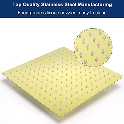 NearMoon Rain Shower Head, High Flow Stainless Steel Square Rainfall Shower, Waterfall Bath Shower Body Covering, Ceiling or Wall Mount (12 Inch, Chrome Gold) 7