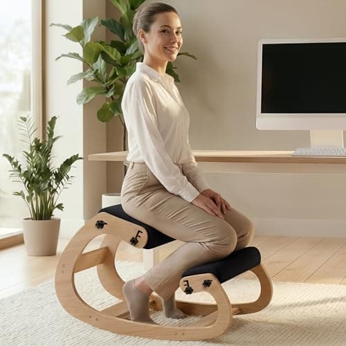 NYPOT Ergonomic Kneeling Chair with Adjustable Seats - Knee Chair for Posture Correction & Kneel Rocking Stool for Desk - Back Pain Relief for Home and Office, Supports 250 pounds - 5 Years Warranty