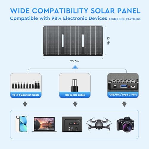 Powkey Portable Power Station with Solar Panel,100W/97Wh Small Portable Generator with Solar Panel 30W,Fast Charging Power Bank with AC Outlet/PD65W USB C/USB QC 3.0/DC for Outdoor Camping Home Backup 5
