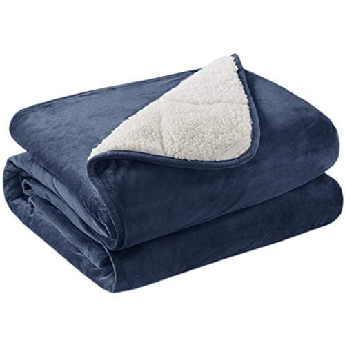 Degrees of Comfort 10 lbs Soft Sherpa Fleece Weighted Throw Blankets for Couch, Small Blanket for Women, Kids & Adult, Ultra Fuzzy Throws with Plush Flannel Top, 50"x 60", Navy