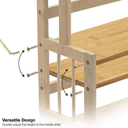 Sorbus Kitchen Countertop Organizer Bamboo Wooden Counter Storage Shelf Rack for Spice, Soap, Skin Care, Makeup Display Stand, Bathroom Shelves, Vanity, Office (3-Tier) 8