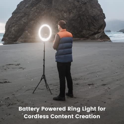 Lume Cube Cordless LED Ring Light for Smartphones and Cameras |18” Circle Light with Stand and Phone Holder | Portable Ring Light + 6.5 ft Tripod Stand w/Mount | Also Includes Batteries & Carry Case 5