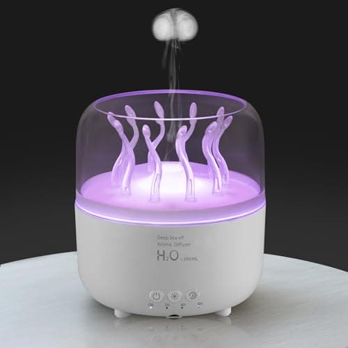 Lifgtzyn Jellyfish Diffuser 280ml, Cute humidifier, with Remote Control Timer, 7 Color LED Night Light, Essential oiluser Suitable for Home Office, Hotel spa Yoga Room, auto Shut-Off